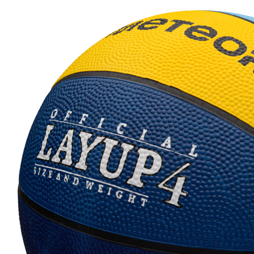 Piłka koszykowa Meteor Layup 4 niebieski/żółty/błękitny