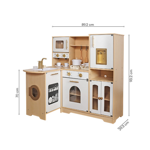 Drewniana kuchnia narożna z akcesoriami