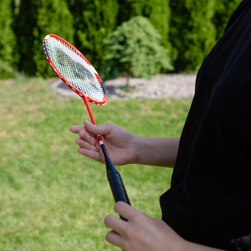 Badminton Set Meteor 2 rackets, 6 ailerons red
