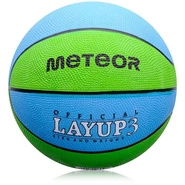 Piłka do koszykówki Meteor Layup 3 niebieski/zielony