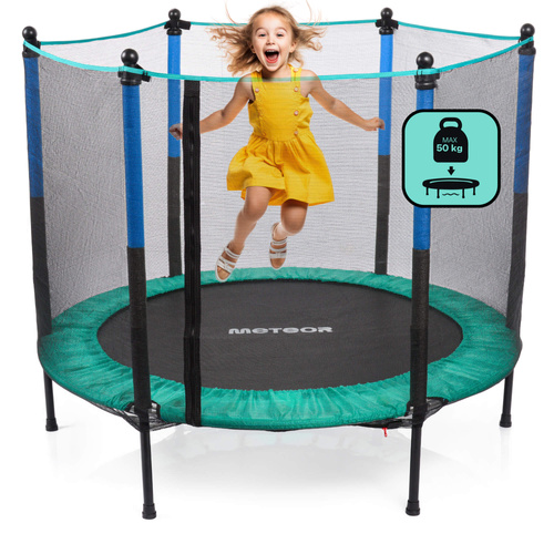 Mała trampolina dla dzieci Meteor TRP-50 140 cm miętowy/niebieski
