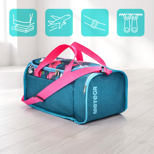 Fitness bag Meteor Nepr 20 l pink / navy blue flowers