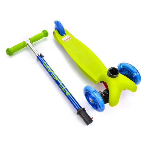Meteor scooter three-wheel with led wheels green-navy blue