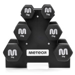 Zestaw hantli żeliwnych ze stojakiem Meteor 3, 2, 1 kg