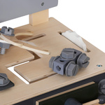 Wooden tool bench with accessories