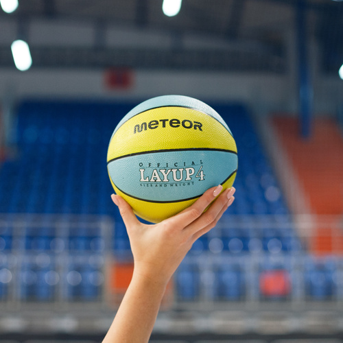Piłka do koszykówki Meteor Layup 4 żółty/niebieski