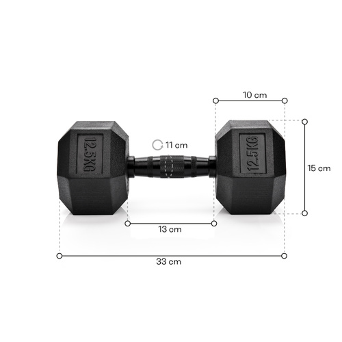 Hantel heksagonalny gumowany Meteor 12.5kg