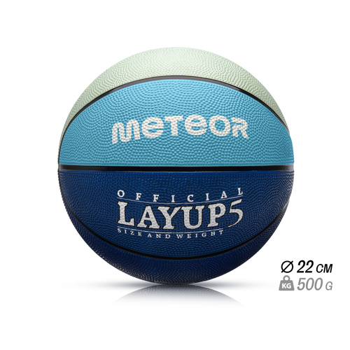Piłka do koszykówki Meteor Layup 5 niebieski/szary
