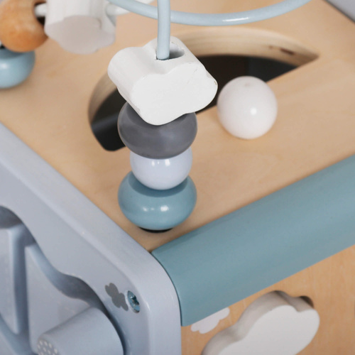 Drewniana kostka manipulacyjna niebieska