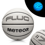 Piłka do koszykówki Meteor Fluo biały/neonowy niebieski 7