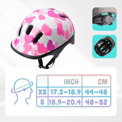 Kids bike helmet KS06 S 48-52 cm Pink hearts