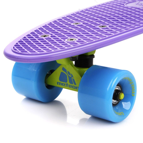 Meteor plastic skateboard violet/neon blue/neon yellow