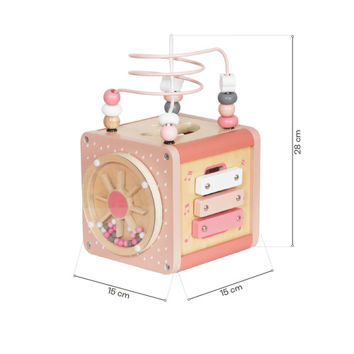 Drewniana kostka manipulacyjna różowa