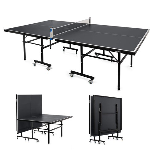 Zestaw stół do tenisa stołowego Meteor ciemnoszary plus siatka rollnet, 2 rakietki, 3 piłeczki