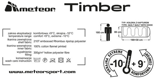 Śpiwór Meteor Timber bawełniany czarny
