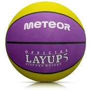 Piłka do koszykówki Meteor Layup 5 żółty/fioletowy