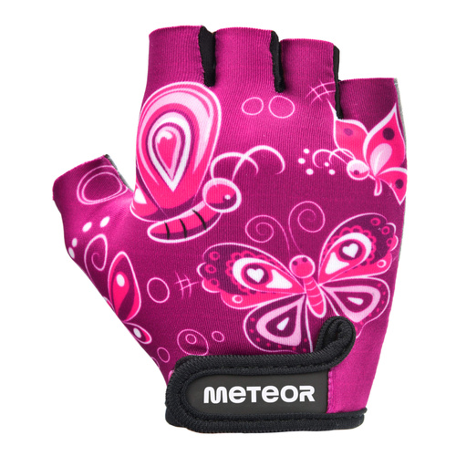 Cycling gloves Meteor Kids M Butterflies pink