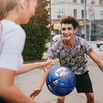 Piłka koszykowa Meteor Fluo niebieski/biały 7