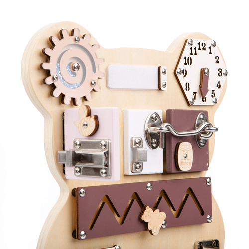 Wooden manipulative board bear