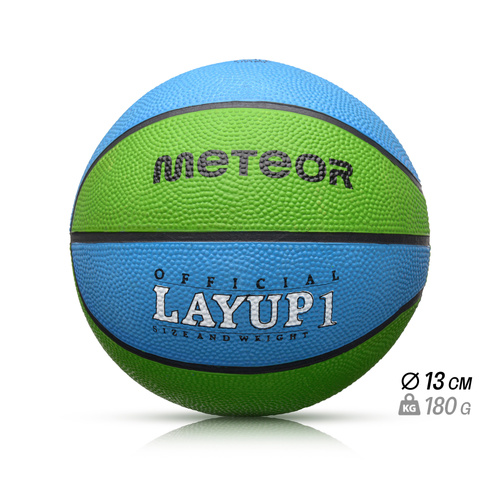 Piłka do koszykówki Meteor Layup 1 niebieski/zielony