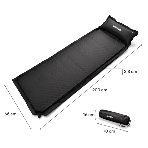 Self inflating mat Meteor 200×66×3,8 cm black