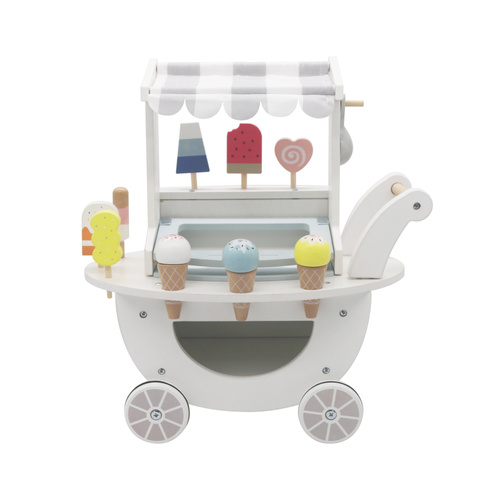 Drewniana lodziarnia na kółkach biały