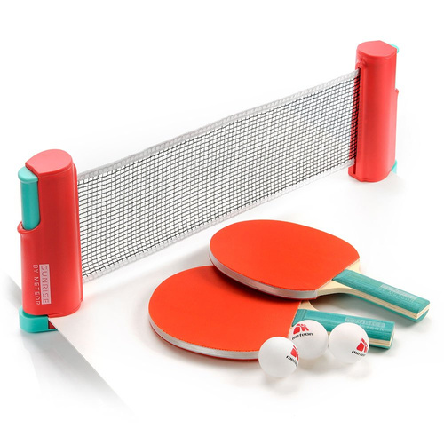METEOR TABLE TENNIS SET SUNSET ROLLNET, 2 RACKETS + 3 BALLS