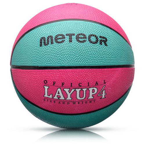 Piłka do koszykówki Meteor Layup 4 różowy/niebieski