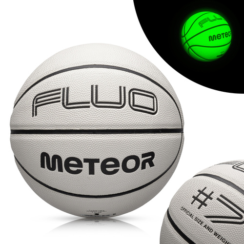 Piłka do koszykówki Meteor Fluo biały/neonowy zielony 7