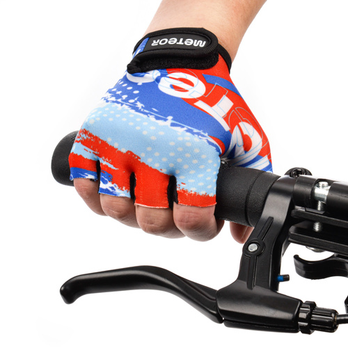 Meteor Kids XS Map blue cycling gloves