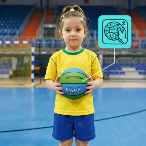 Piłka do koszykówki Meteor Layup 1 niebieski/zielony