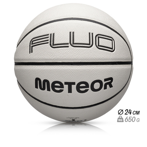 Piłka do koszykówki Meteor Fluo biały/neonowy zielony 7