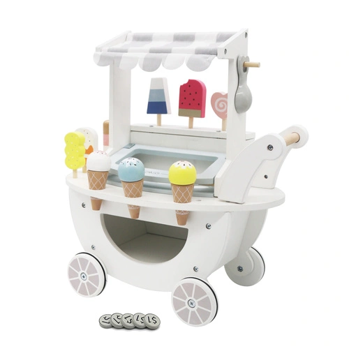 Wooden Ice Cream Cart white