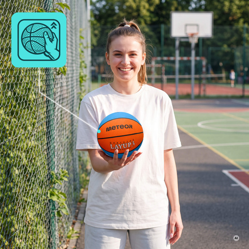 Piłka do koszykówki Meteor Layup 3 niebieski/pomarańczowy