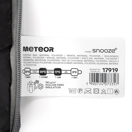 Śpiwór Meteor Snooze+ czarny/szary