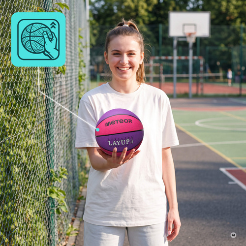 Piłka do koszykówki Meteor Layup 4 różowy/fioletowy