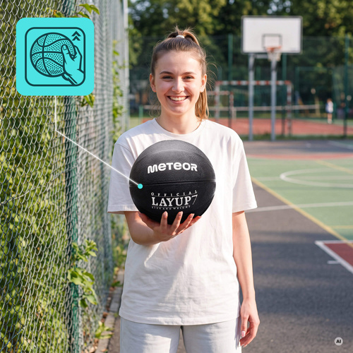 Piłka do koszykówki Meteor Layup 7 czarny