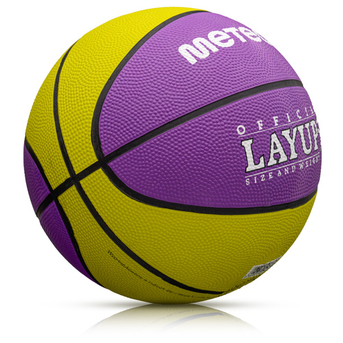 Piłka do koszykówki Meteor Layup 5 żółty/fioletowy