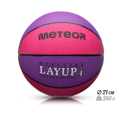 Piłka do koszykówki Meteor Layup 4 różowy/fioletowy