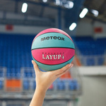 Piłka do koszykówki Meteor Layup 4 różowy/niebieski