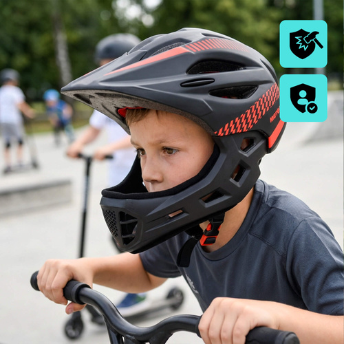 Full-face bicycle helmet Meteor Lupus S 48-52 cm black/red