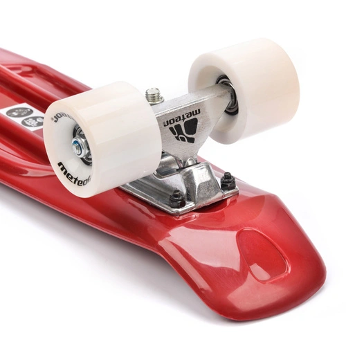 Plastic skateboard Meteor maroon/white/silver