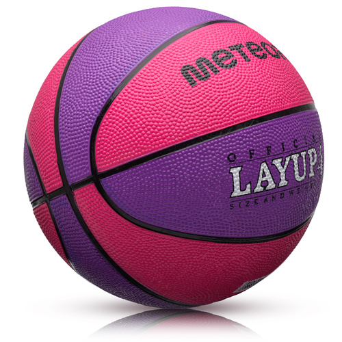 Piłka do koszykówki Meteor Layup 4 różowy/fioletowy