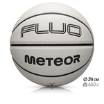 Piłka do koszykówki Meteor Fluo biały/neonowy niebieski 7
