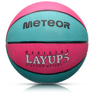 Piłka do koszykówki Meteor Layup 5 różowy/niebieski