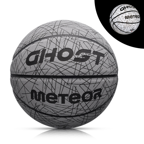Piłka do koszykówki Meteor Ghost odblaskowy biały 7