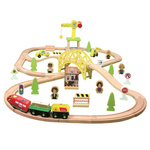 Wooden railway tracks construction site