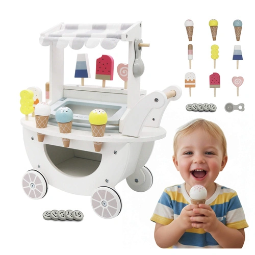 Wooden Ice Cream Cart white