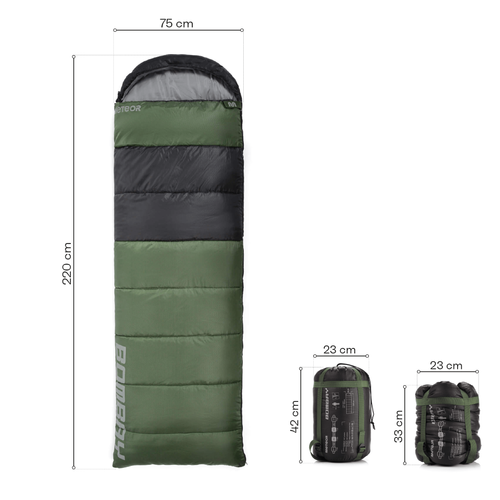 Śpiwór Meteor Bombay L oliwkowy/czarny