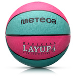 Piłka do koszykówki Meteor Layup 4 różowy/niebieski